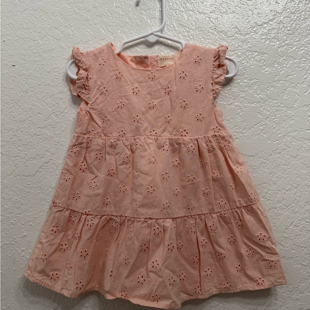 btween Pink Ruffled Tiered Sundress with Flutter Sleeves